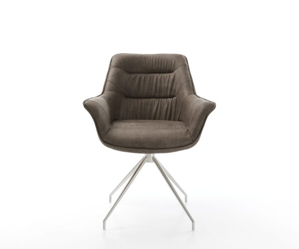 Kaira-Flex otočná stolička taupe vintage krížová základňa zúžená z nerezovej ocele - Image 2