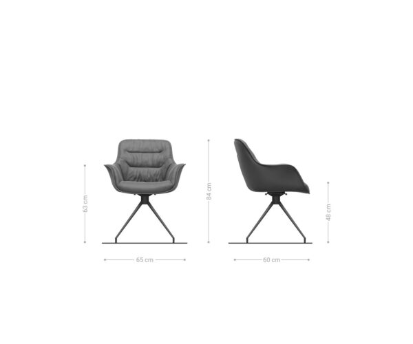 Kaira-Flex otočná stolička taupe vintage krížová základňa zúžená čierna - Image 6