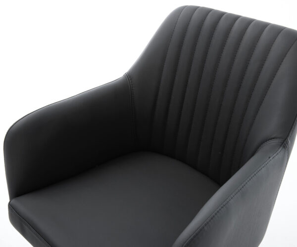 Otočná stolička Greg-Flex čierna pravá koža krížová základňa štvorcová z nehrdzavejúcej ocele - Image 4