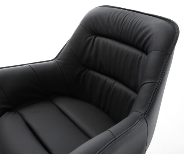 Kaira-Flex otočná stolička čierna pravá koža krížová základňa štvorcová čierna - Image 4
