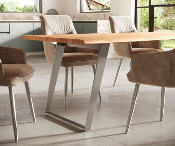 Jedálenský stôl Edge 300x100cm Akácia prírodná nerezová oceľ strieborná hranatá - Image 6