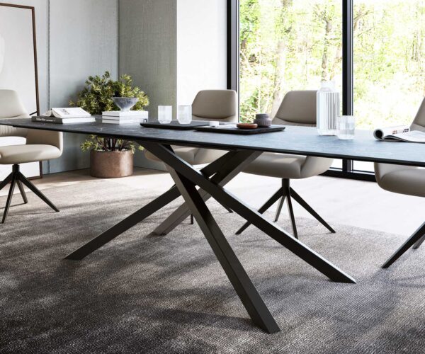 Jedálenský stôl Edge 300x100cm Laminam® keramický sivý krížová podnož čierna - Image 5
