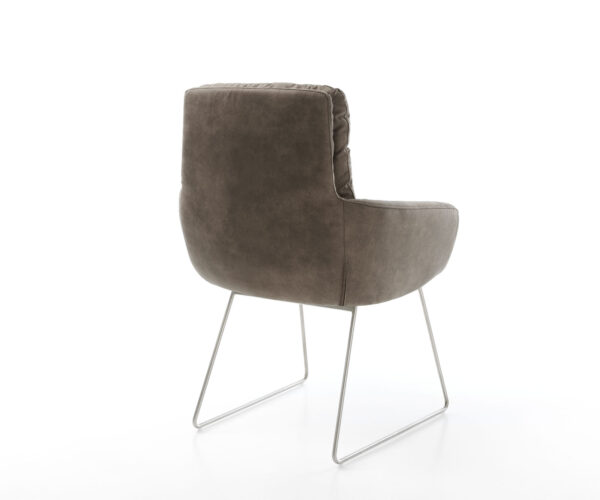 Jedálenská stolička Abelia-Flex s podrúčkami taupe vintage tenká základňa z nerezovej ocele - Image 5