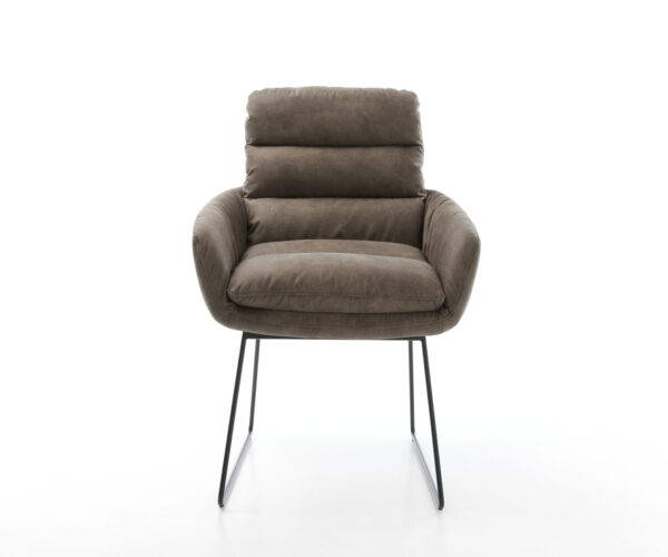 Jedálenská stolička Abelia-Flex s podrúčkami taupe vintage tenká základňa čierna - Image 2
