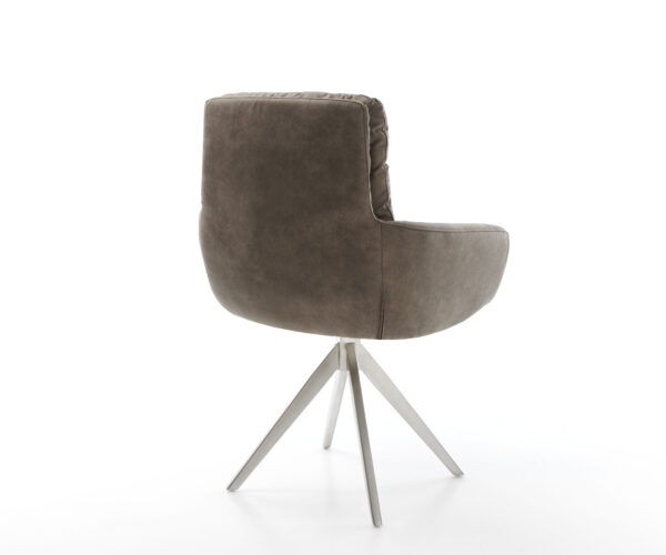 Abelia-Flex otočná stolička s podrúčkami taupe vintage krížová základňa štvorcová z nehrdzavejúcej ocele - Image 5