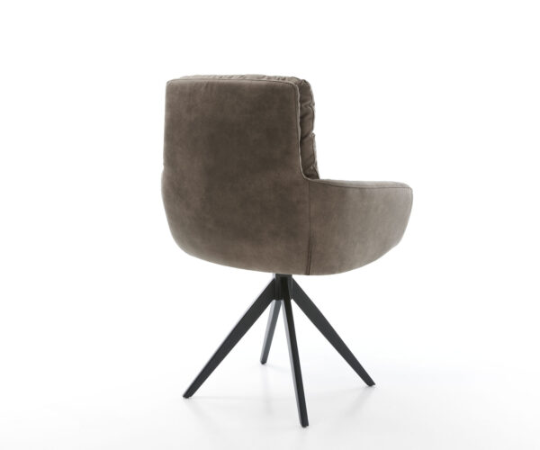 Abelia-Flex otočná stolička s podrúčkami taupe vintage krížová základňa štvorcová čierna - Image 5