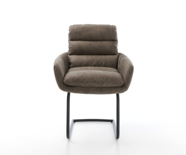 Abelia-Flex jedálenská stolička s podrúčkami taupe vintage konzolový podstavec okrúhly čierny - Image 2
