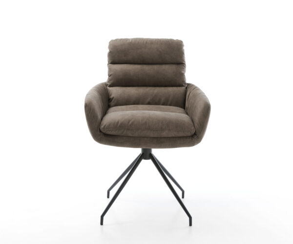 Abelia-Flex otočná stolička s podrúčkami taupe vintage krížová základňa zúžená čierna - Image 2