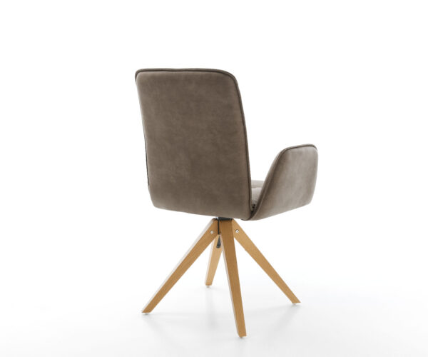 Otočná stolička Vinja-Flex taupe vintage z mikrovlákna s drevenou základňou - Image 5