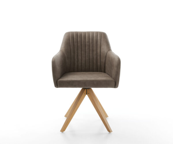 Otočná stolička Greg-Flex taupe vintage z mikrovlákna s drevenou základňou - Image 2