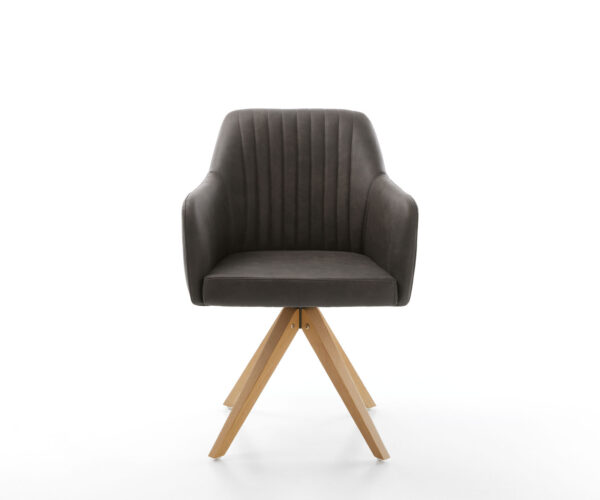 Otočná stolička Greg-Flex antracit vintage z mikrovlákna s drevenou základňou - Image 2