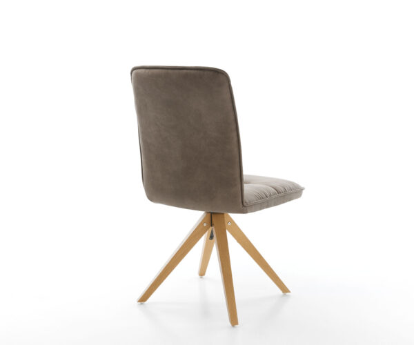 Otočná stolička Vinjo-Flex taupe vintage z mikrovlákna s drevenou základňou - Image 5