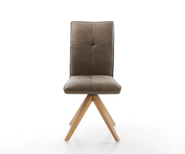 Maddy-Flex otočná stolička taupe vintage z mikrovlákna s drevenou základňou - Image 2