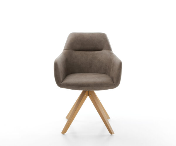 Otočná stolička Pejo-Flex taupe vintage z mikrovlákna s drevenou základňou - Image 2
