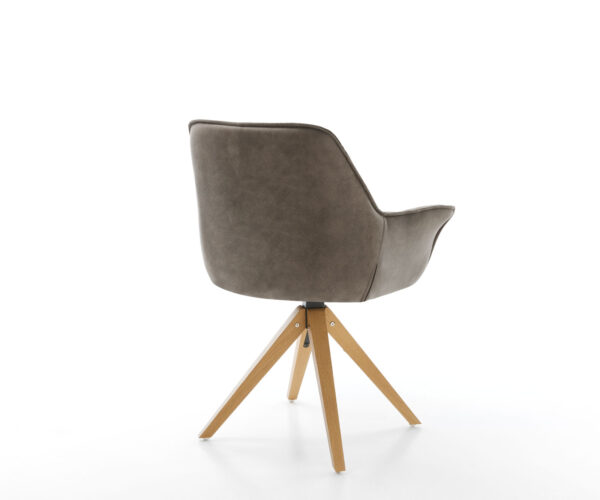 Otočná stolička Kaira-Flex taupe vintage z mikrovlákna s drevenou základňou - Image 5