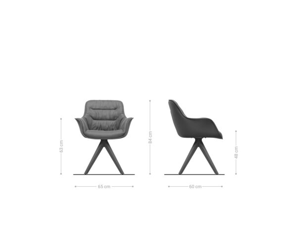 Otočná stolička Kaira-Flex taupe vintage z mikrovlákna s drevenou základňou - Image 6