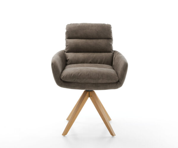 Abelia-Flex otočná stolička s podrúčkami taupe vintage mikrovlákno drevená základňa square - Image 2