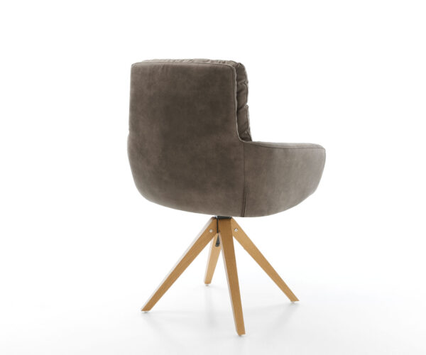 Abelia-Flex otočná stolička s podrúčkami taupe vintage mikrovlákno drevená základňa square - Image 5