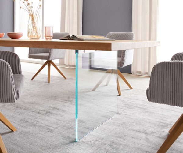 Jedálenský stôl Edge 300x100 cm prírodný dub sklenená podnož - Image 5