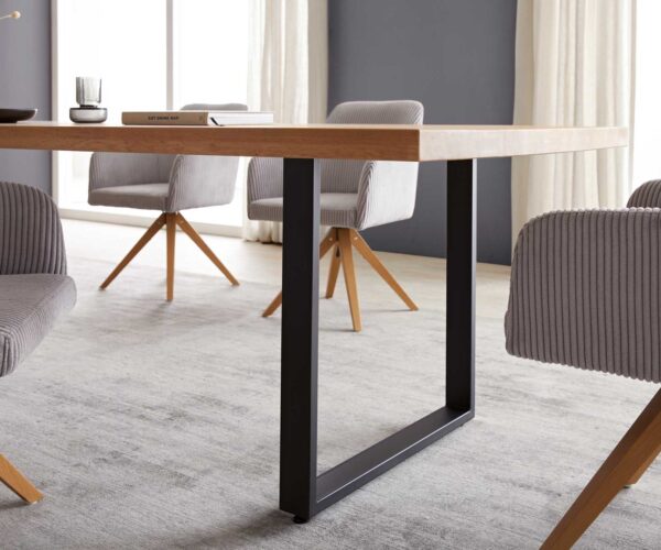 Jedálenský stôl Edge 300x100 cm prírodný dub kovová podnož čierna - Image 5