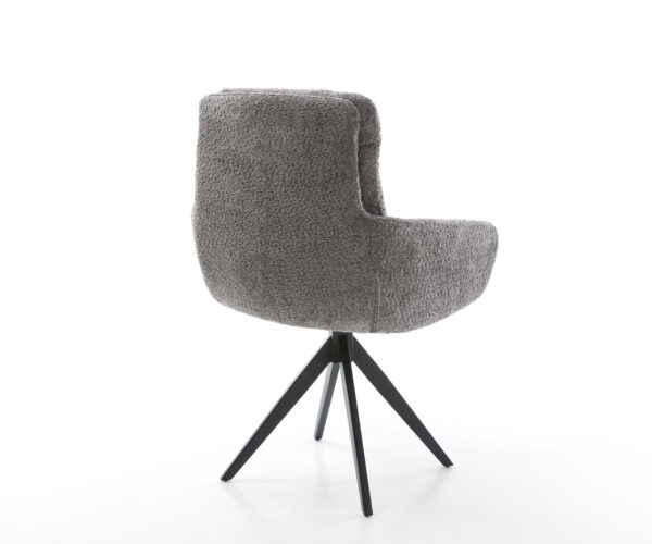 Abelia-Flex otočná stolička s krížovou základňou štvorcová čierna bouclé sivá - Image 5