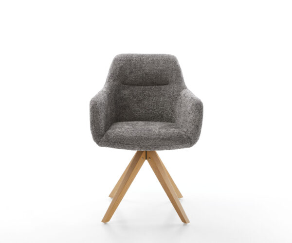 Otočná stolička Pejo-Flex drevená základňa square bouclé sivá 180° - Image 2