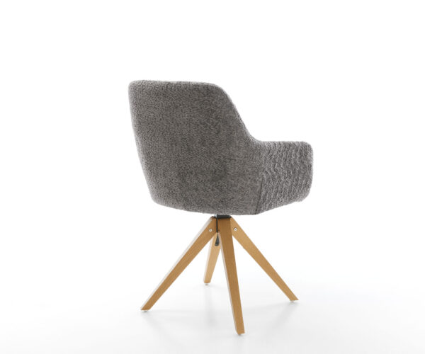 Otočná stolička Pejo-Flex drevená základňa square bouclé sivá 180° - Image 5