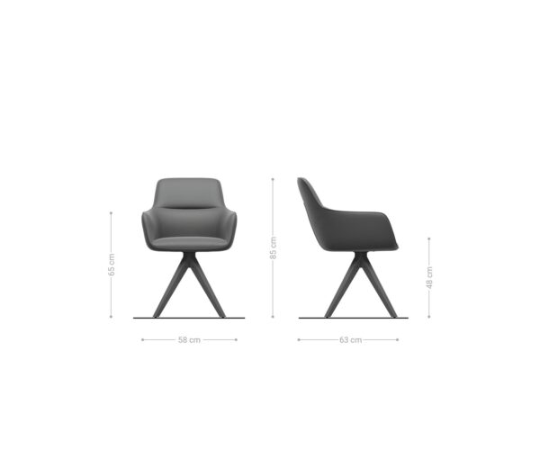 Otočná stolička Pejo-Flex drevená základňa square bouclé sivá 180° - Image 6
