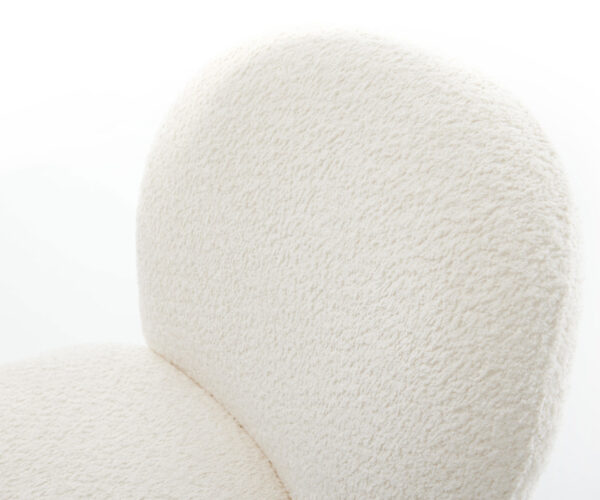 Jedálenská stolička Nube-Flex s krížovou základňou široká kovová bouclé biela - Image 4