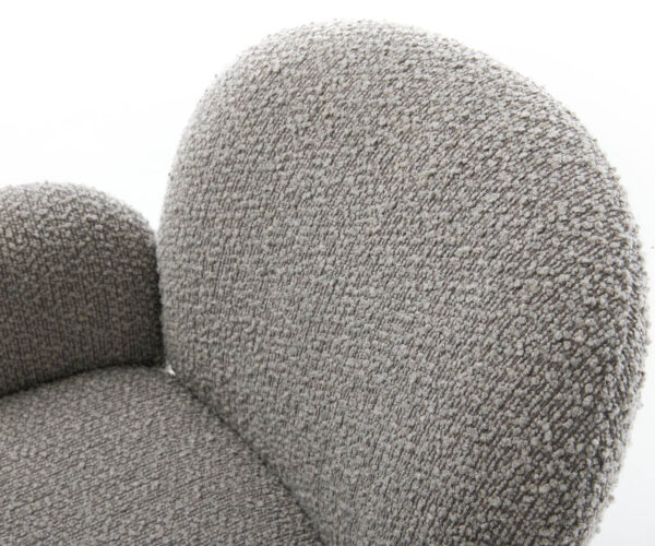 Jedálenská stolička Nube-Flex s podrúčkami krížová podnož široká kovová bouclé strieborná sivá - Image 4
