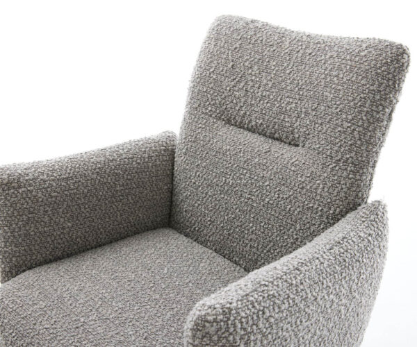 Jedálenská stolička Jova-Flex s podrúčkami konzolová podnož plochá kovová bouclé strieborná sivá taštičkové pružiny - Image 4