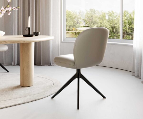 Otočná stolička Nube-Flex krížová základňa široká kovová čierna pravá koža taupe 180° vreckové pružiny - Image 3