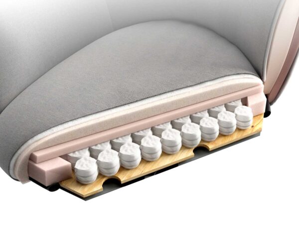Otočná stolička Nube-Flex s podrúčkami krížová podnož zúžená kovová čierna pravá sivohnedá koža 180° otočné vreckové pružiny - Image 6