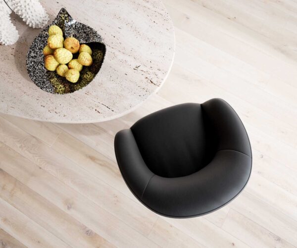 Vinka-Flex otočná stolička s podrúčkami krížová základňa široká nerezová oceľ pravá koža čierna 180° taška pružiny - Image 4