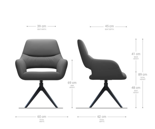 Otočná stolička Yago-Flex XL s podrúčkami krížová základňa široká čierna bouclé biela - Image 8