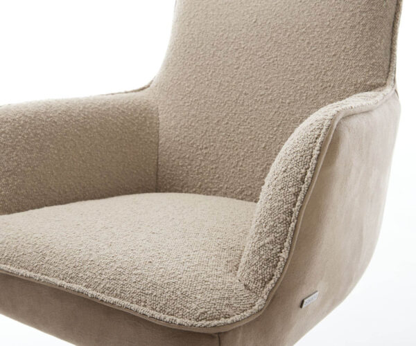Heira-Flex jedálenská stolička s podrúčkami krížová podnož široká kovová zmiešané materiály taupe 360° - Image 4