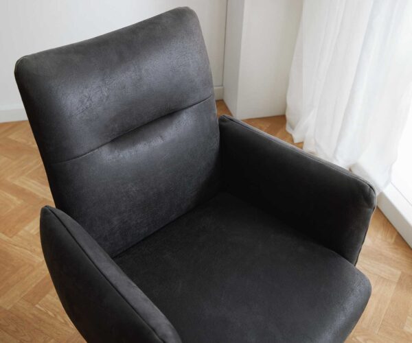 Jedálenská stolička Jova-Flex tenká kovová základňa čierna mikrovlákno antracit vintage vreckové pružiny - Image 4