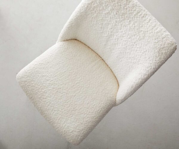 Otočná stolička Elso-Flex krížová základňa zúžená kovová čierna bouclé biela 180° taštičkové pružiny - Image 5