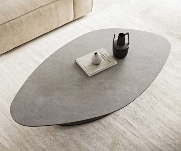 Konferenčný stolík Vibana 140x80 cm keramický aspetto concreto farebný betón kovová podnož čierna - Image 5