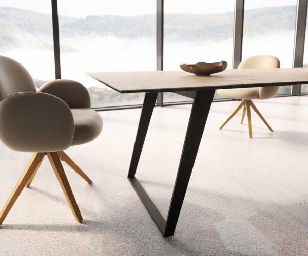 Jedálenský stôl Edge 300x100 keramický Laminam® Sabbia kov skosený čierny - Image 5