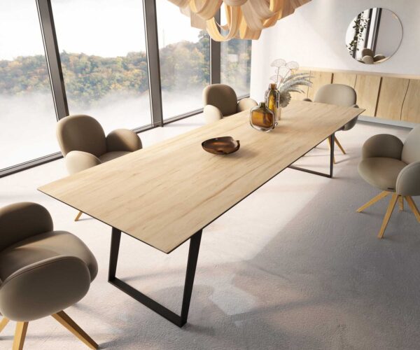 Jedálenský stôl Edge 300x100 keramický Laminam® Sabbia kov skosený čierny - Image 4