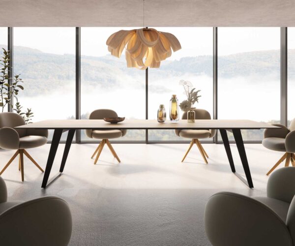Jedálenský stôl Edge 300x100 keramický Laminam® Sabbia kov skosený čierny - Image 2