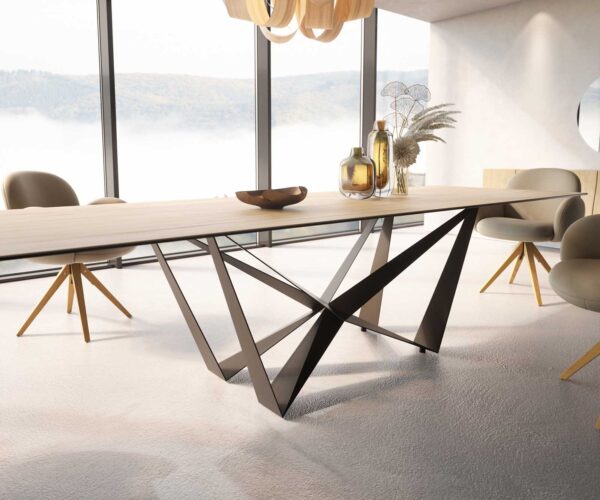 Jedálenský stôl Edge 300x100 keramický Laminam® Sabbia cross plochý oceľový čierny - Image 5