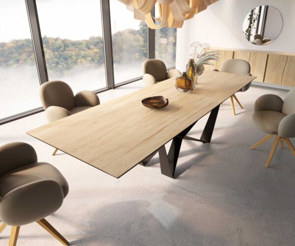 Jedálenský stôl Edge 300x100 keramický Laminam® Sabbia cross plochý oceľový čierny - Image 4