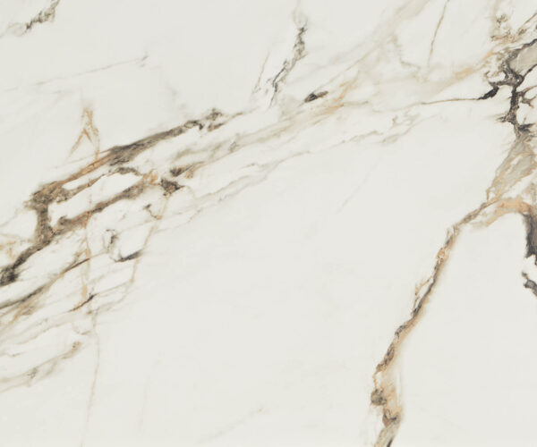 Jedálenský stôl Edge 180-220x100 keramický Calacatta Luxe bielo-zlato-šedý krížová podstava štvorcová čierna skladacia - Image 3