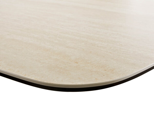 Jedálenský stôl Edge oválny 240x120 keramický travertín prírodný krížový podstavec štvorcový čierny - Image 5