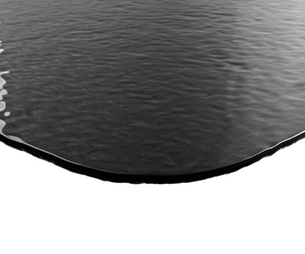 Jedálenský stôl Edge oválny 240x120 reliéfne sklo dymovo čierny 3D dizajn krížová podnož štvorcová nerezová oceľ - Image 5