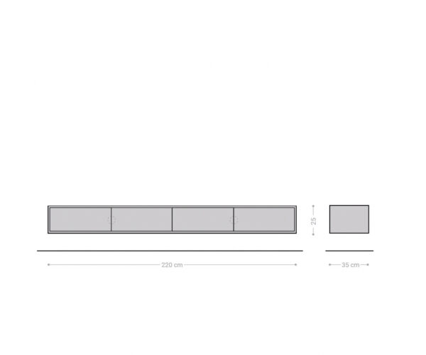 Fevo TV stolík 220 cm prírodný dub 4 dvierka na stenu - Image 9