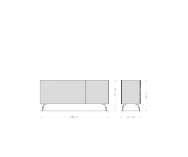 Nový Live-Edge 145 cm prírodný dub 3 dvierka šikmá základňa kov čierna - Image 9