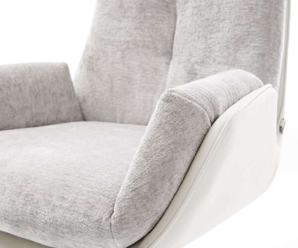 Jedálenská stolička Clea-Flex mix materiálov pravá koža biela strieborná sivá konzolová podnož plochá biela - Image 4